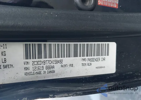 2012 Dodge Challenger R/T z USA, uszkodzony, nr VIN 2C3CDYBT7CH158492